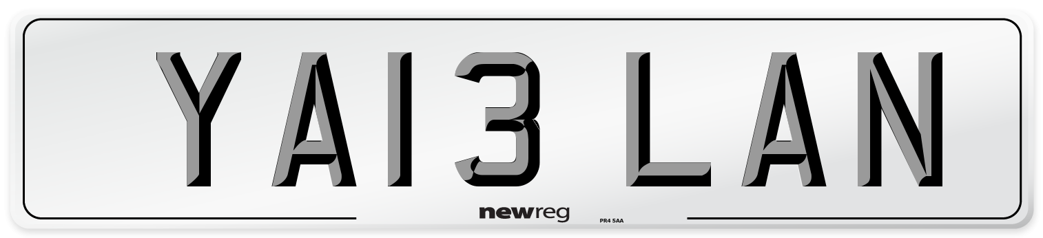 YA13 LAN Number Plate from New Reg
